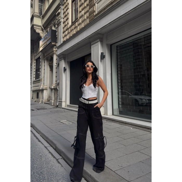 GABARDİNKARGO PANTOLON  Siyah