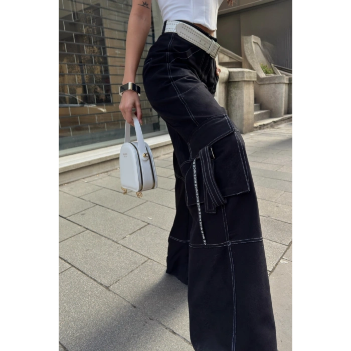 GABARDİNKARGO PANTOLON  Siyah