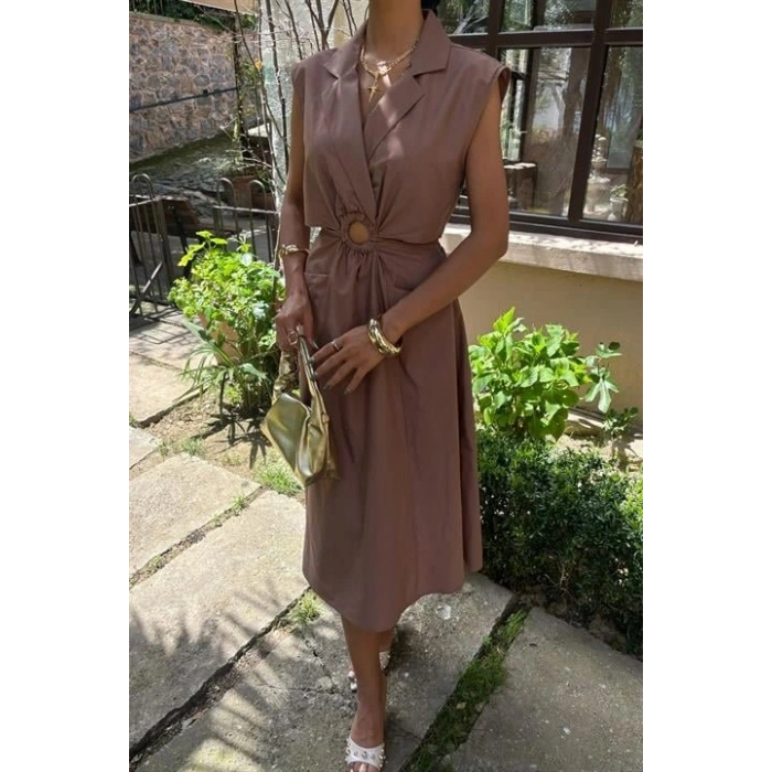 Göbeği Halka Detaylı idi Boy Elbise 2896