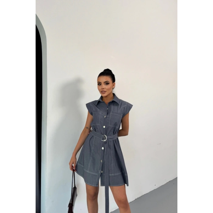 GÖMLEK ELBİE KOLUZ TENCEL KUMAŞ  Mavi