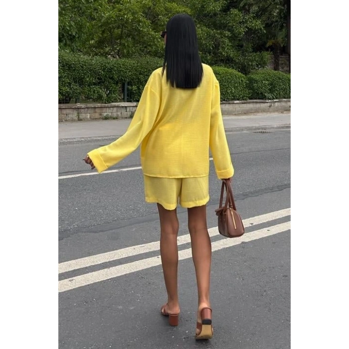 Gömlek Ve Şort Flamlı Keten Takım 10130