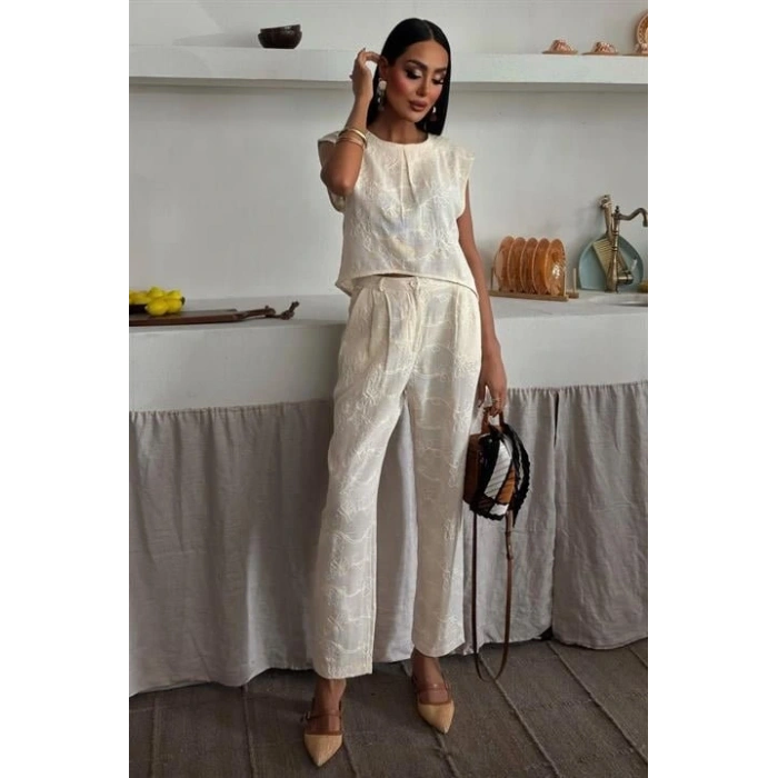 halina üzüne Nakışlı Crop Takım 979608