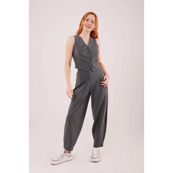 Havuç Kesim Gri Pantolon