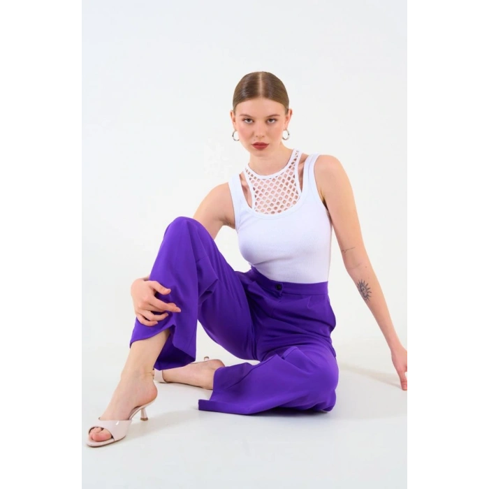 İçi Dantelli Kaşkorse Atlet  Beyaz