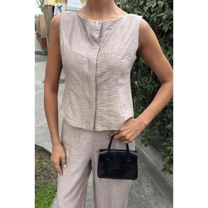 ıfır Kollu Bluz Batik Desenli Pantolon İkili Takım 1018108