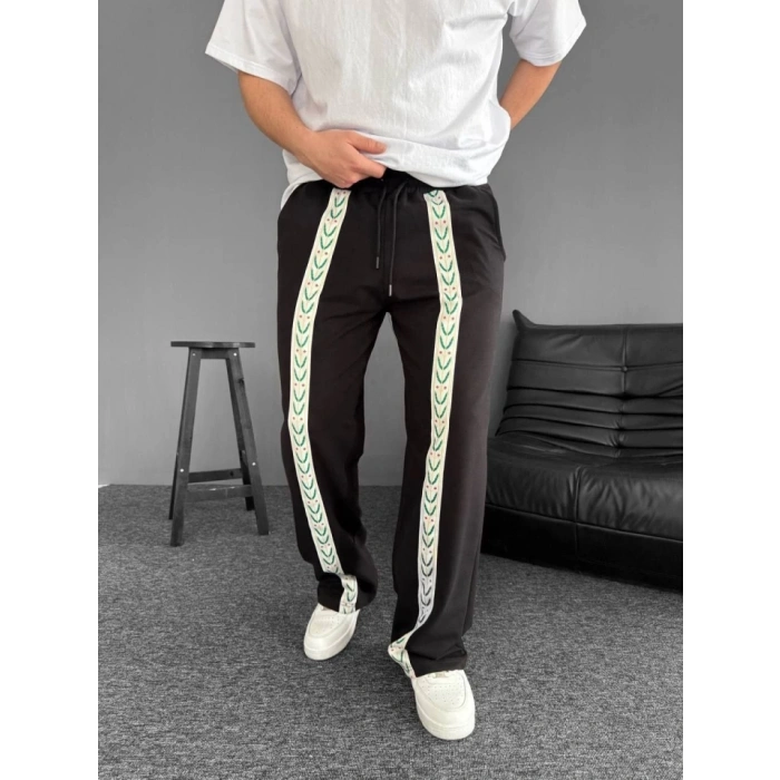 İki İplik Kumaş Şeritli Alt Esofman  iyah