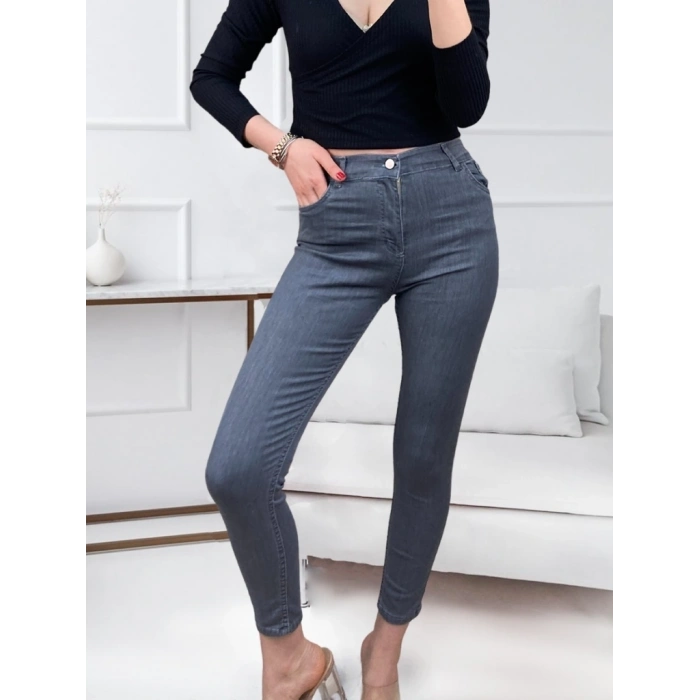 ikralı Yüksek Bel Jean Pantolon