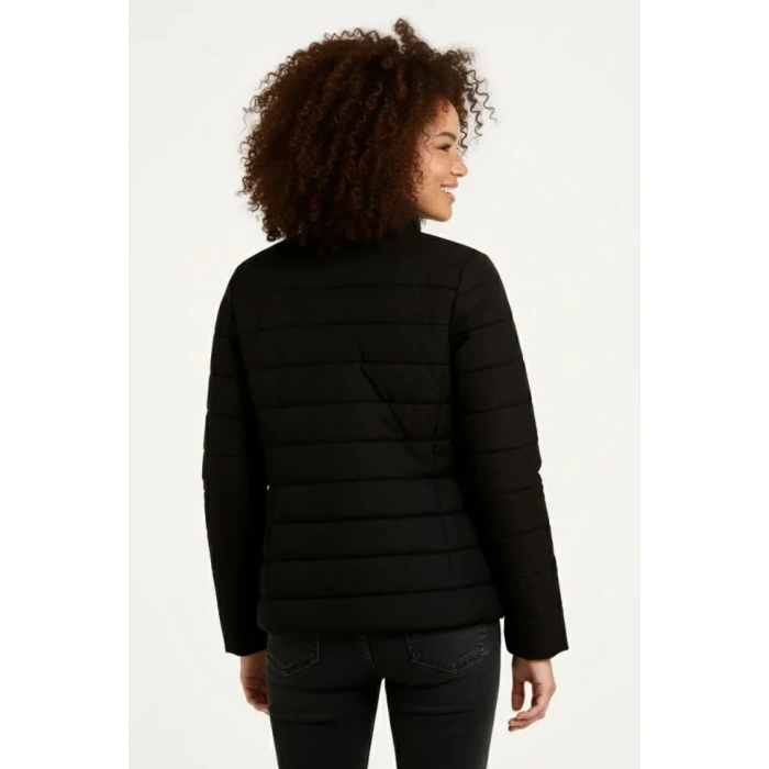 ikro u İtici Kapitone Baskılı Astarlı Fermuarlı Bomber ont  iyah