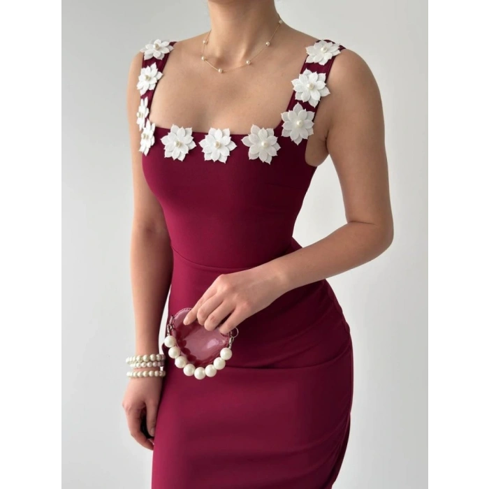 ıng Çiçek Detaylı Elbise