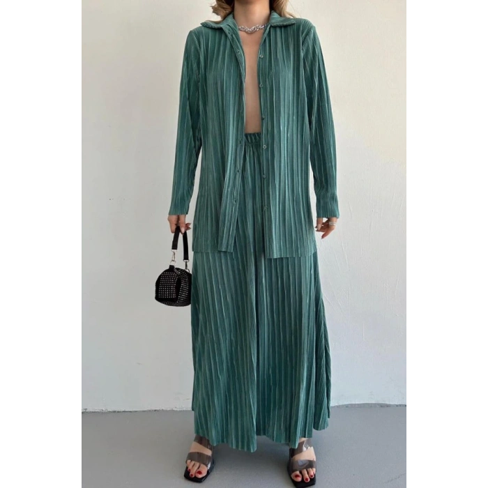 int Fitilli Gömlek Ve Uzun Etek Takım