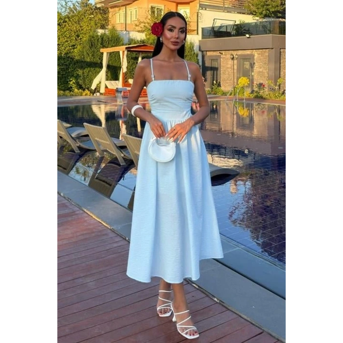 ırtı Çapraz İpli Boncuk Detaylı Elbise 290208