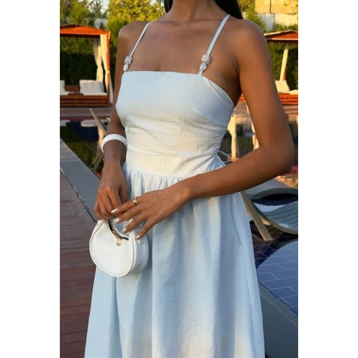 ırtı Çapraz İpli Boncuk Detaylı Elbise 290208