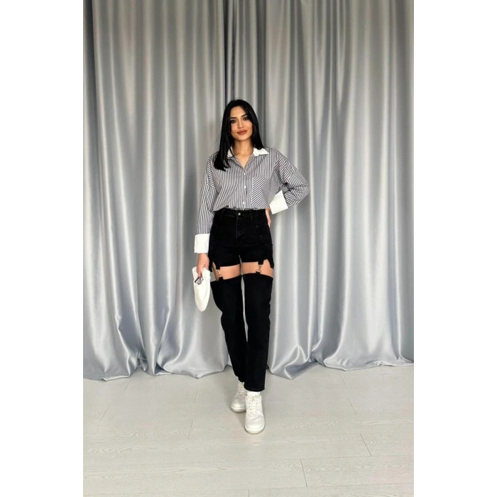 iyah Askılı İki Parça Jeans Pantolon