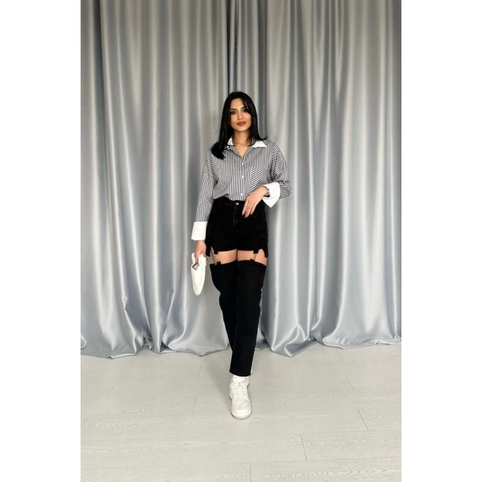 iyah Askılı İki Parça Jeans Pantolon