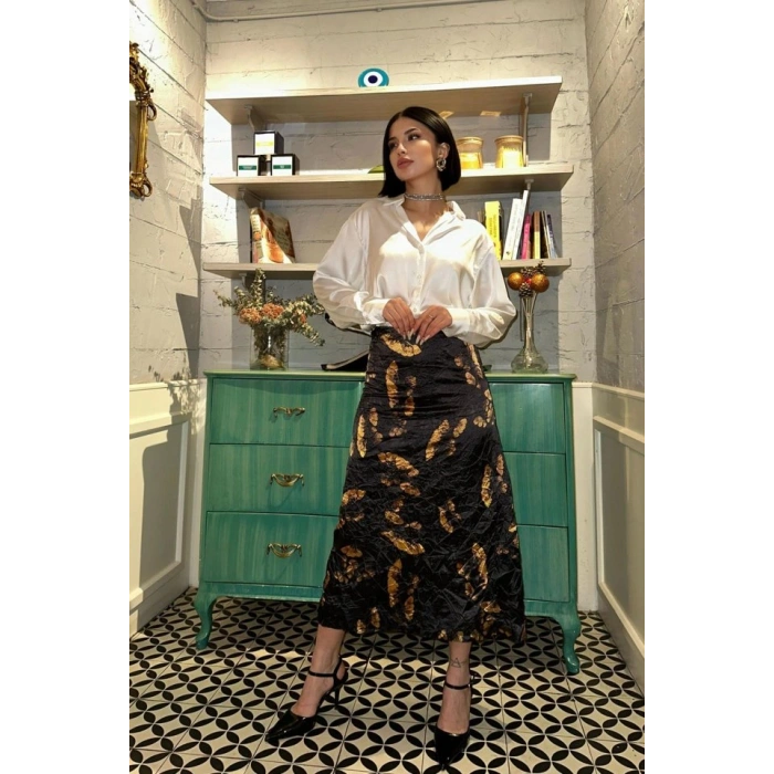 iyah Baskılı Kroşetalı Etek