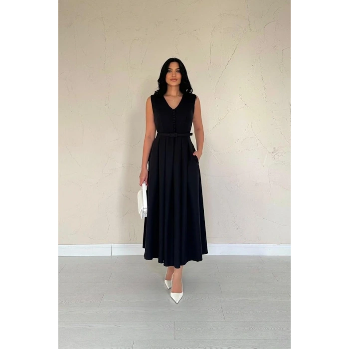 iyah Önü Britli Pileli Elbise