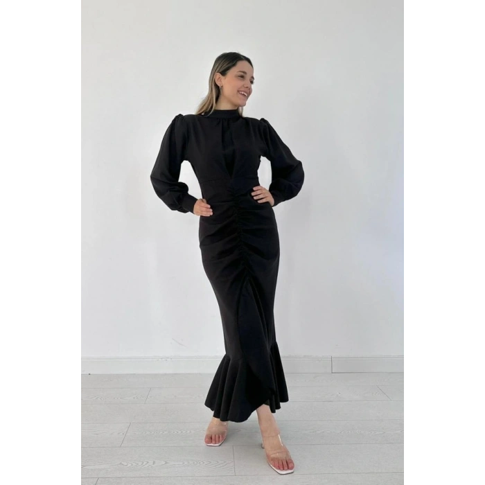 iyah Volanlı Uzun Kol Elbise