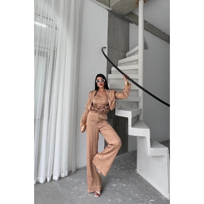 JAKARI BUZU TAARI DETAYI CEKETPANTOONBUZ 3 Ü TAKI  Bej