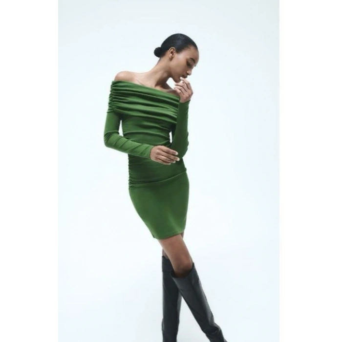 Kadın adonna endil Yaka Fırsat ürün Büzgülü ini Elbise