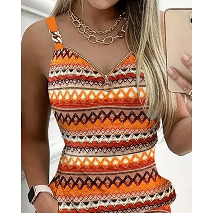 Kadın Askılı Fermuarlı Cepli Süprem Mini Elbise