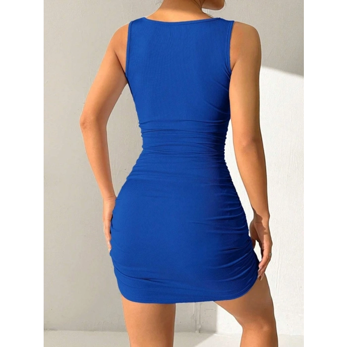 Kadın Askılı Yuvarlak Yaka Mini Kaşkorse Elbise