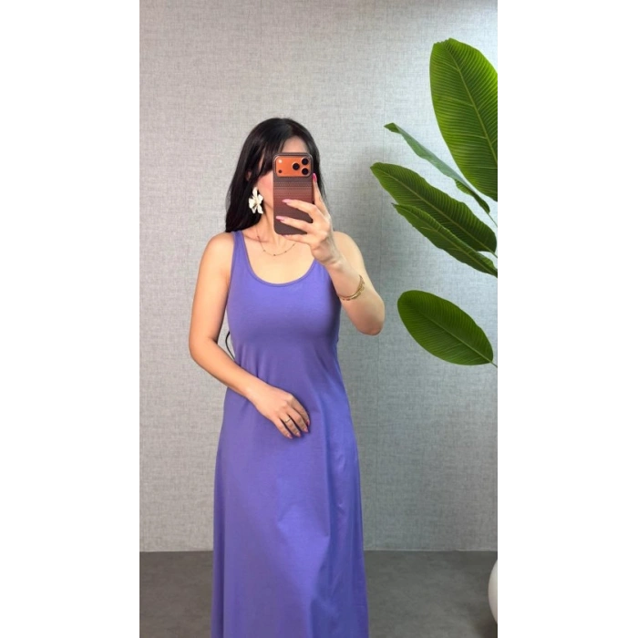 Kadın Askılı Yuvarlak Yaka üprem Kumaş Elbise