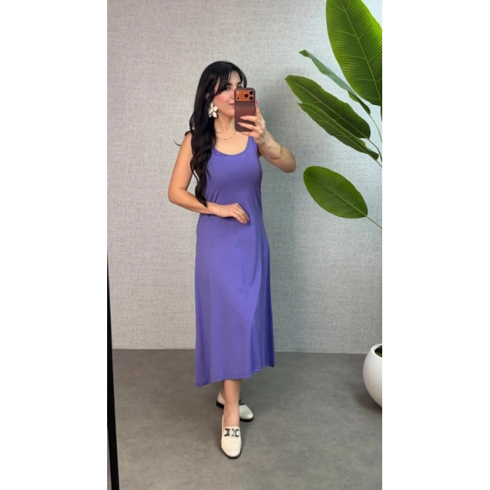 Kadın Askılı Yuvarlak Yaka üprem Kumaş Elbise