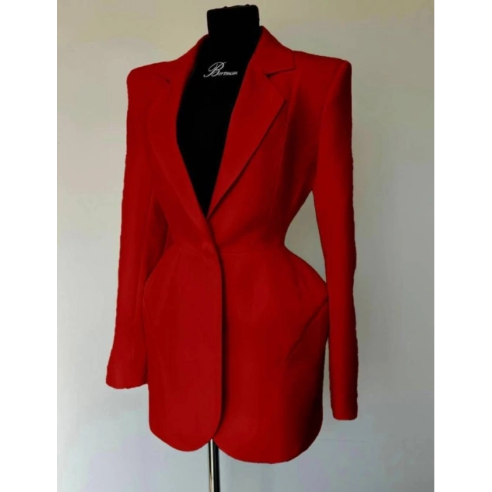 Kadın Atlasdokuma Kumaş Ceket Elbise