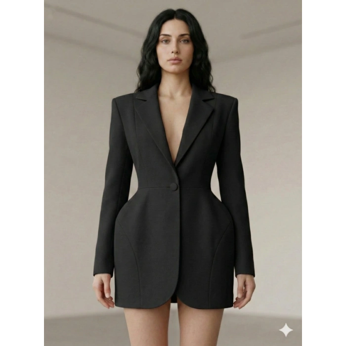 Kadın Atlasdokuma Kumaş Ceket Elbise