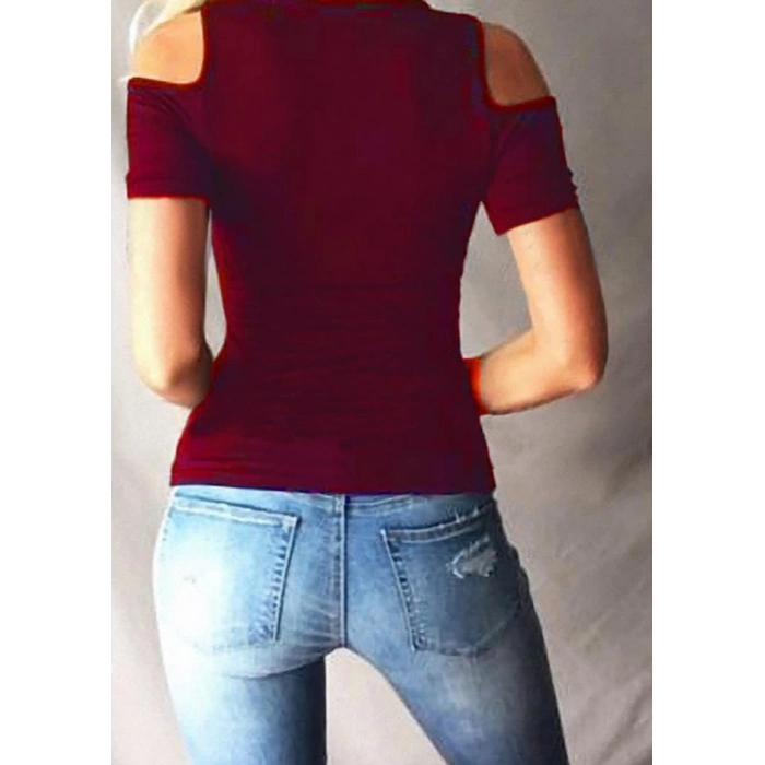 Kadın Bağcık Detaylı Viskon Kumaş Bluz 55cm