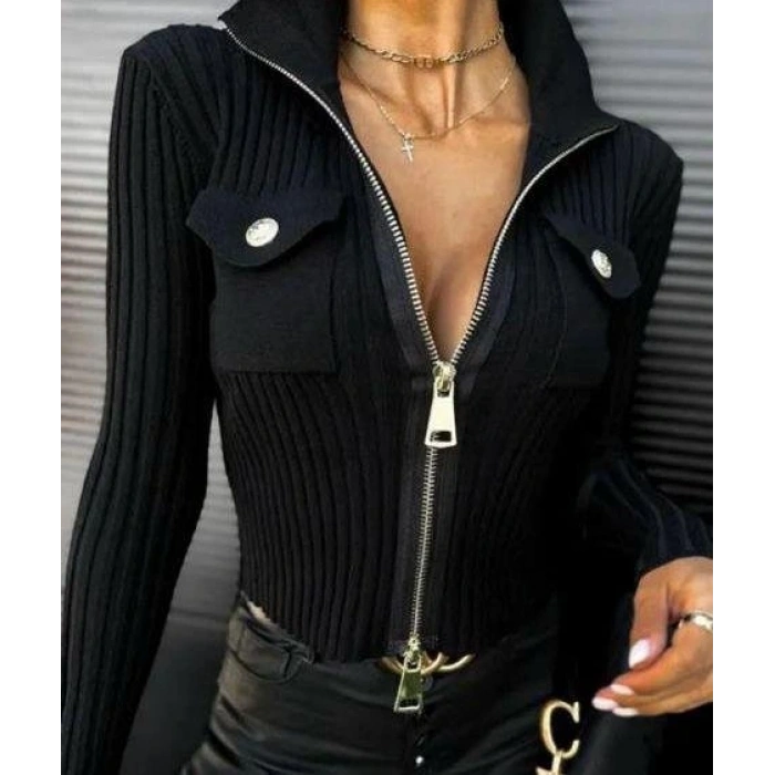 Kadın Cep Ve Fermuar Detay Fırsat ürün Bluz