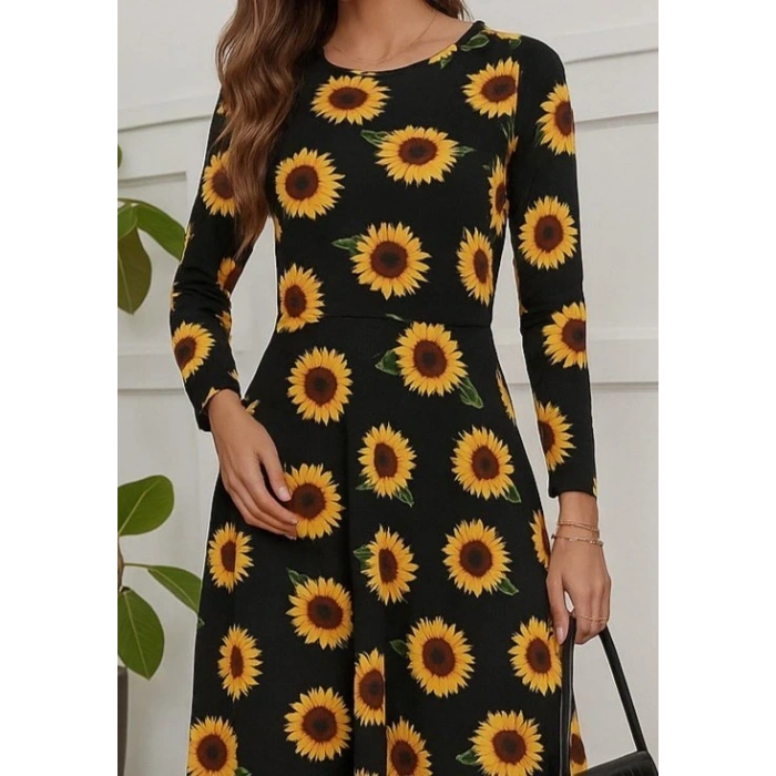 Kadın Fakir Kol Bisiklet Yaka Midi Mikro Elbise