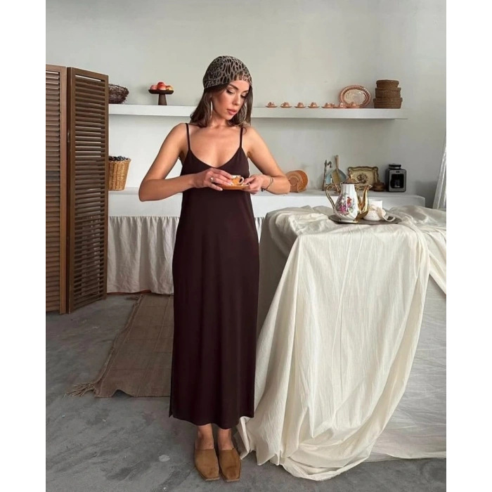 Kadın iyah Asansör Askılı Çift Yırtmaçlı Helen Elbise