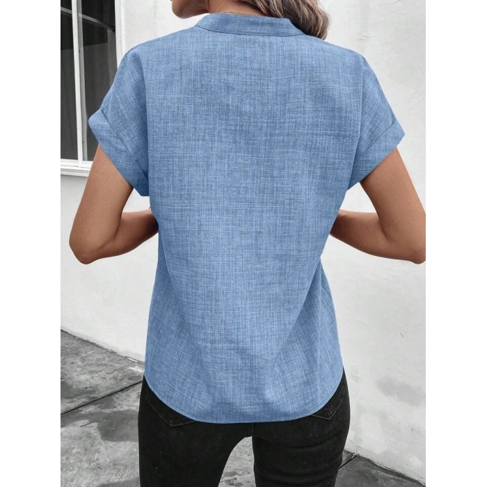 Kadın Kısa Kollu Hakim Yaka Sofya Bluz