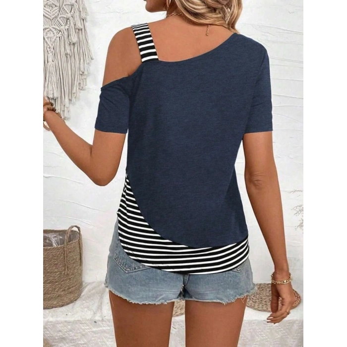 Kadın Kısa Kollu Omuzdan Askılı Viskon Bluz