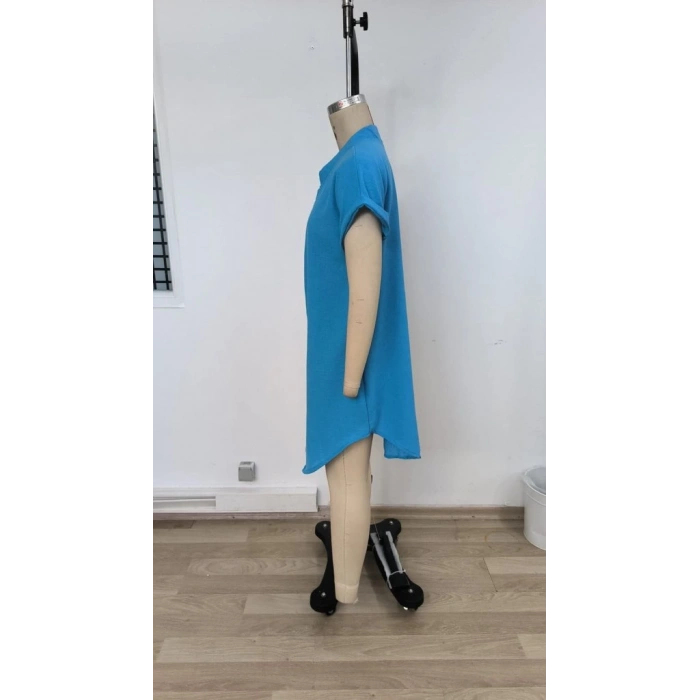 Kadın Kısa Kollu önden Düğmeli Ithal Keten Elbise