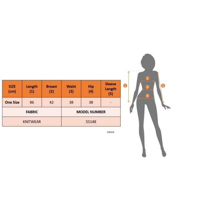 Kadın Kolsuz Derin Oval V Detaylı Iki Yanı Büzgülü Triko Pareo