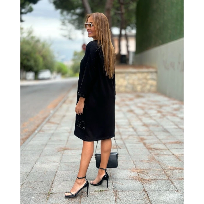 Kadın odal Kumaş Kol Ve Etek Ucu Payetl Elbise