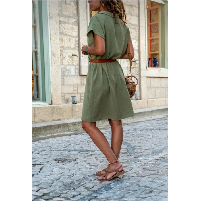 Kadın Polo Yaka Detaylı Aerobin Kumaş Elbise