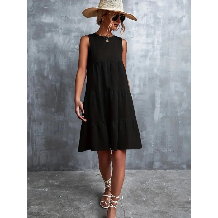 Kadın Sıfır Kol Bisiklet Yaka Aerobin Elbise