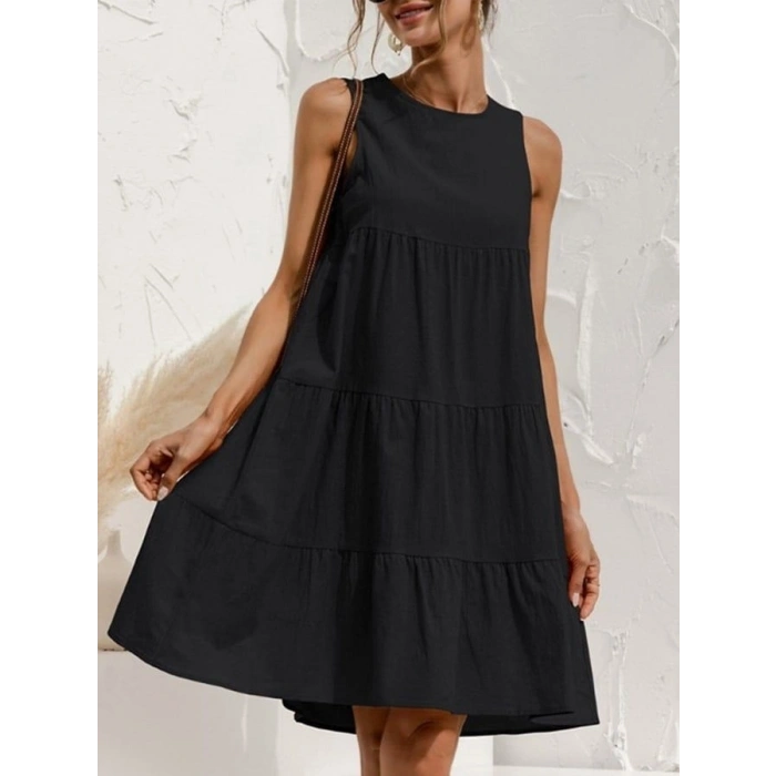 Kadın Sıfır Kol Bisiklet Yaka Aerobin Elbise