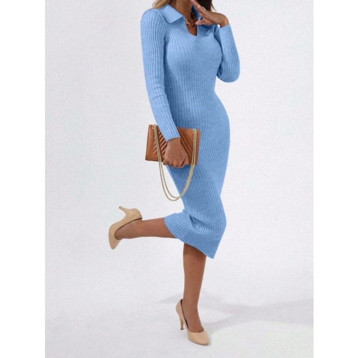 Kadın Siyah Triko Uzun Elbise