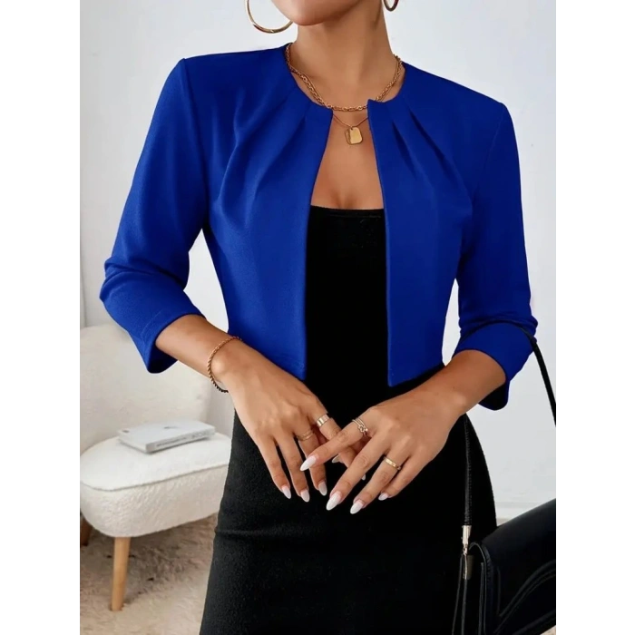 Kadın Truvakar Kol önü Açık Kısa Ithal Krep Ceket