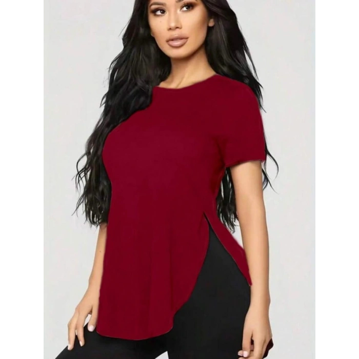 Kadın Türlü Viskon Kumaş Yırtmaç Detaylı Bluz