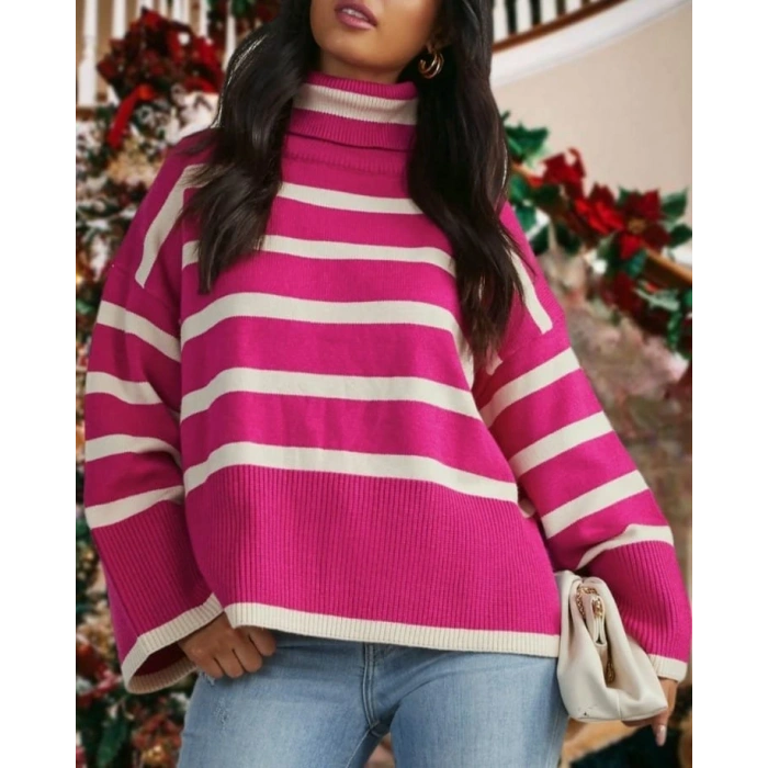 Kadın Uzun Kollu Balıkçı Yaka İspanyol Kol Triko Bluz