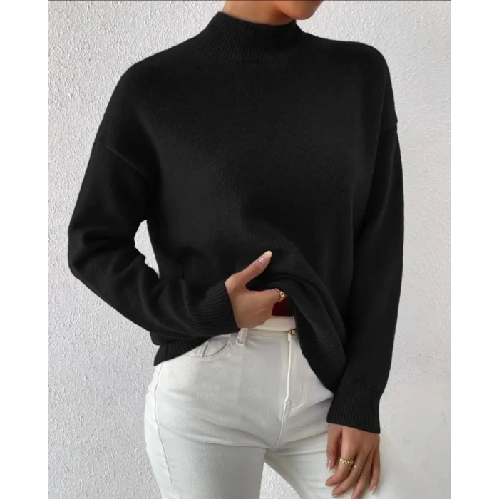 Kadın Uzun Kollu Balıkçı Yaka Triko Bluz