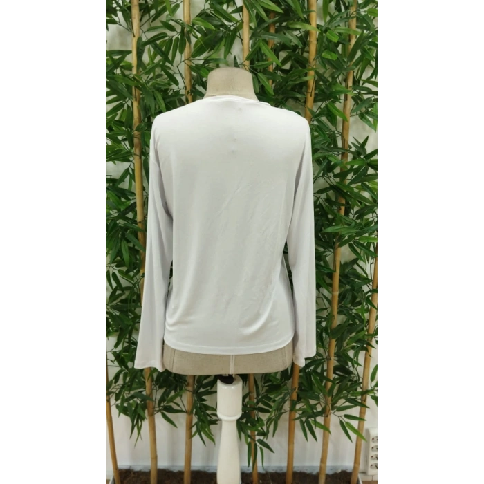 Kadın Uzun Kollu Bisiklet Yaka Ay Baskılı Viskon Bluz