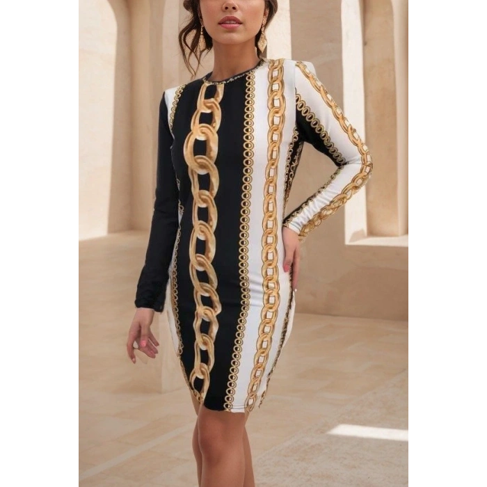 Kadın Uzun Kollu Bisiklet Yaka cuba idi Boy Elbise