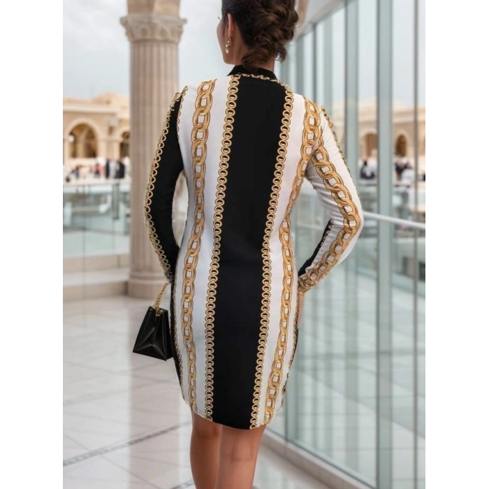 Kadın Uzun Kollu Bisiklet Yaka cuba idi Boy Elbise