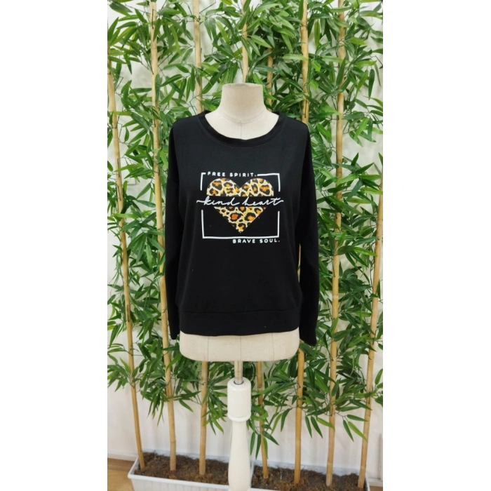 Kadın Uzun Kollu Bisiklet Yaka Desenli Viskon Iki Iplik Bluz